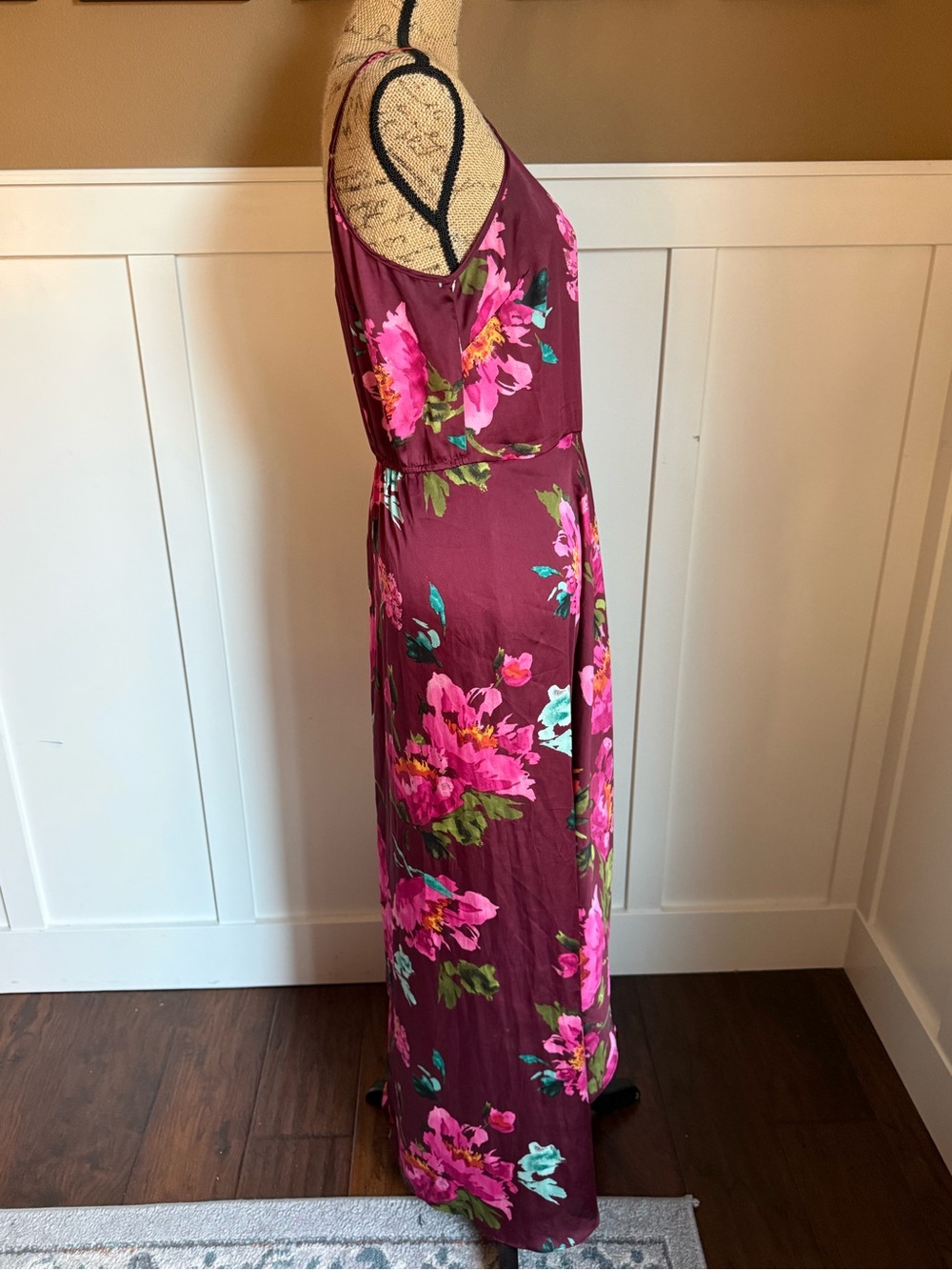 Boho Floral Maxi Dress XL Cottagecore Coquette Wrap Summer - Picture 3 of 7